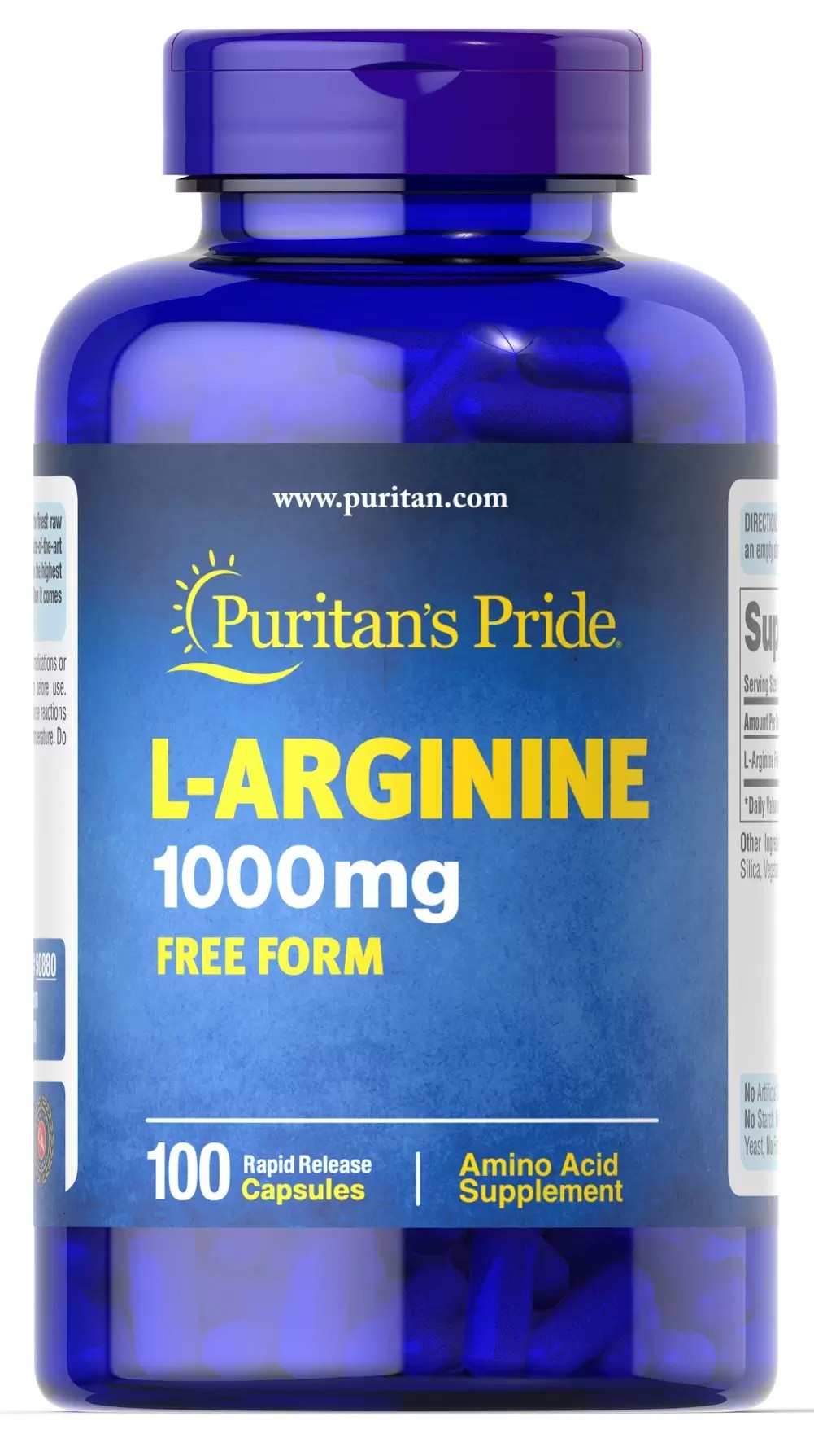 L-arginina 1000 mg. (Forma libre) x 100 cápsulas  rápida  acción. 