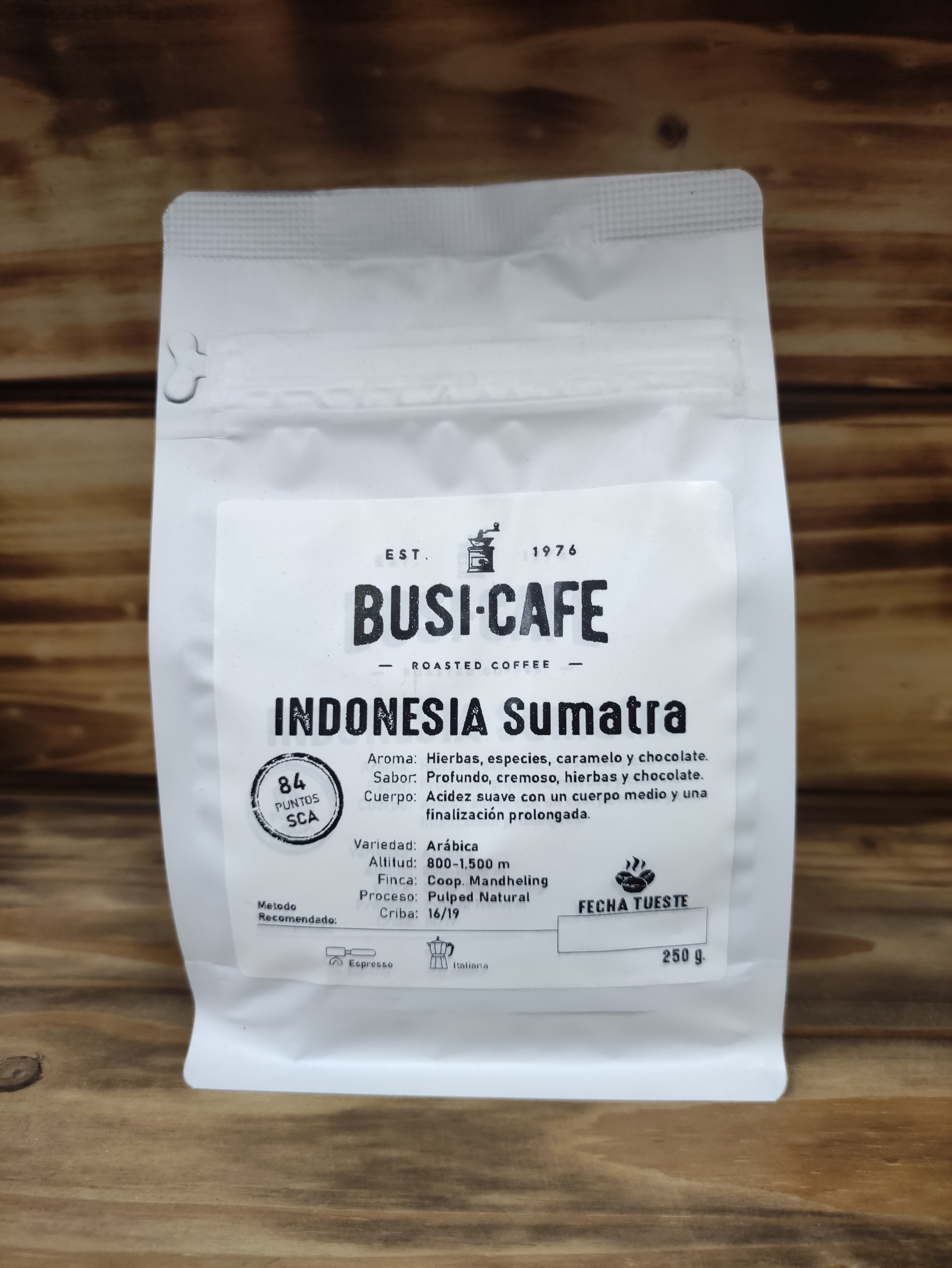 CAFE ORIGENES INDONESIA SUMATRA MANDHELING  250Gr EN GRANO BUSI 