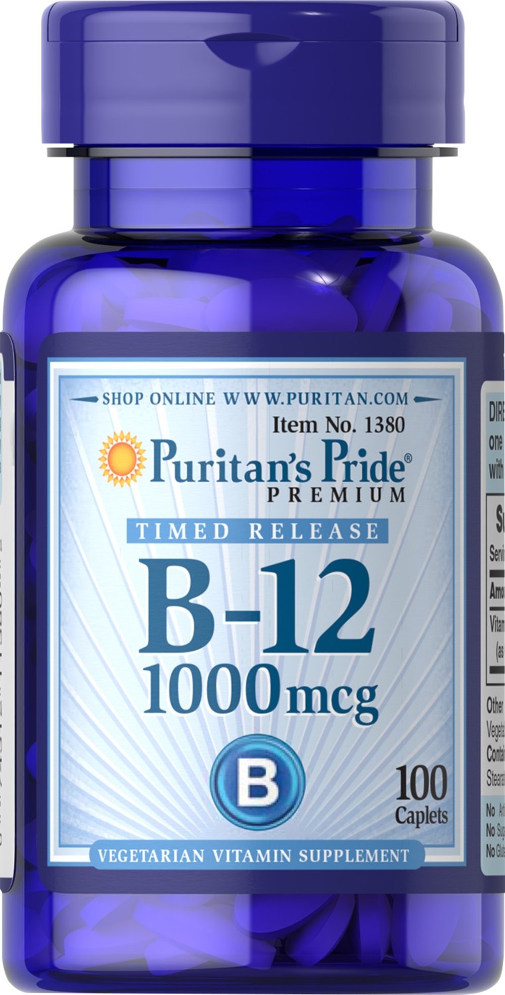 Vitamina B-12 1000 mcg. x 100 comprimidos recubiertos.(Apto Vegano).