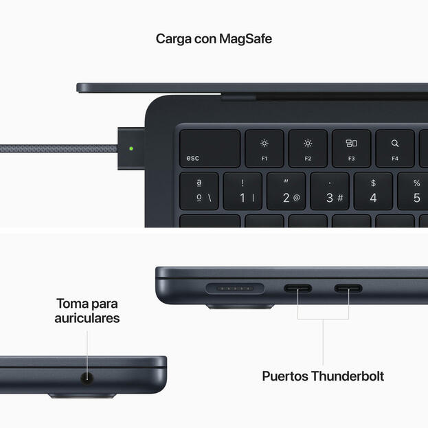  Apple MacBook Air 13" Chip M2 | 8GB RAM | 512GB SSD | CPU 8 núcleos | Plata - MLY03Y/A