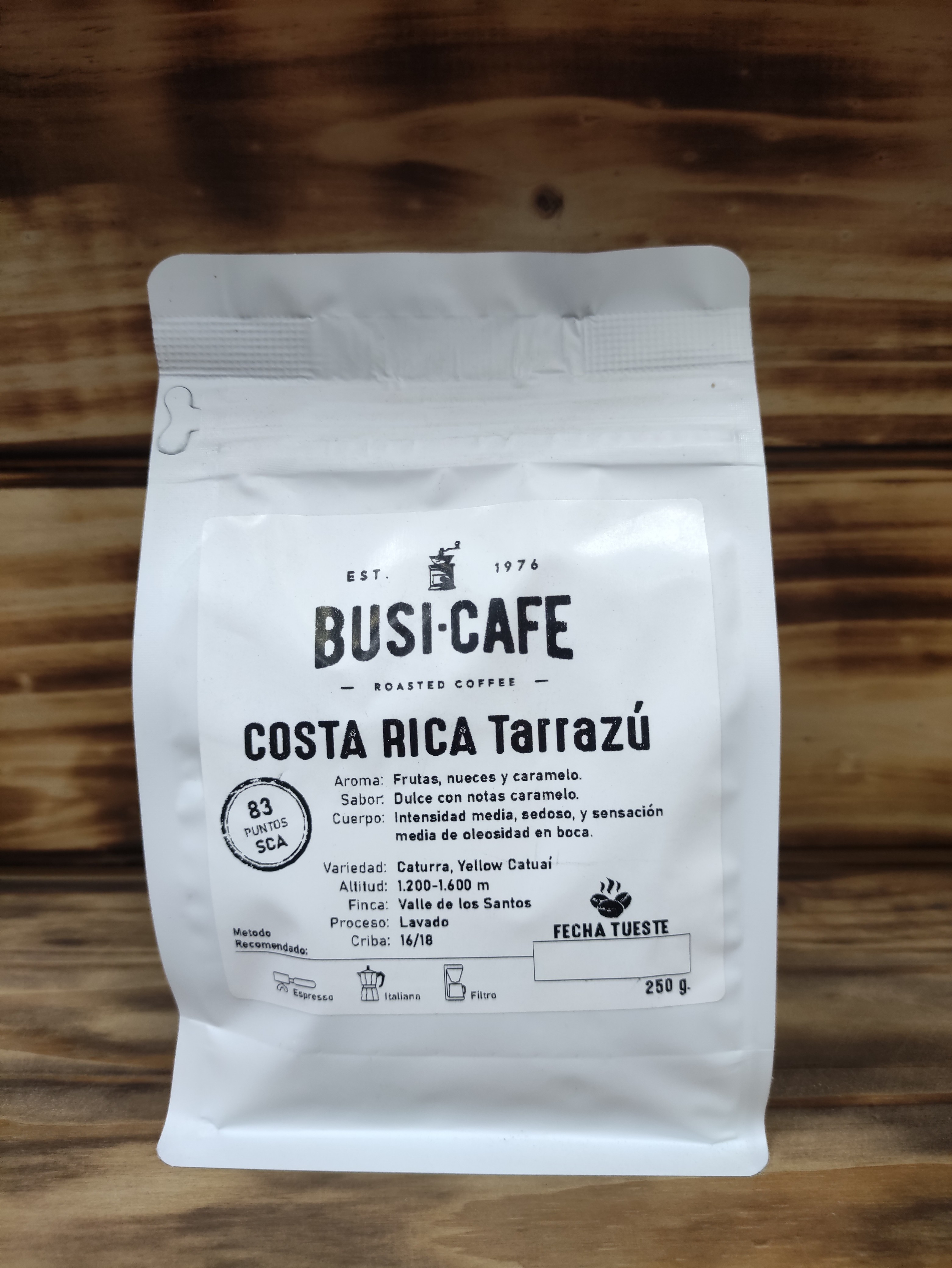 CAFE ORIGENES COSTA RICA TARRAZU FINCA " LA PASTORA " 250Gr EN GRANO BUSI 