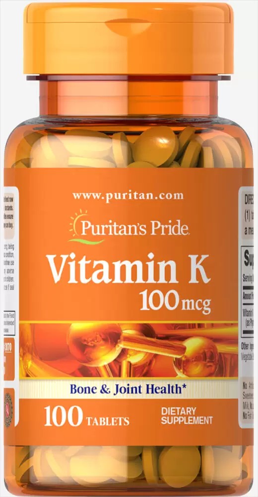 Vitamina K. 100 mcg  x 100 tabletas. (Apto vegano).