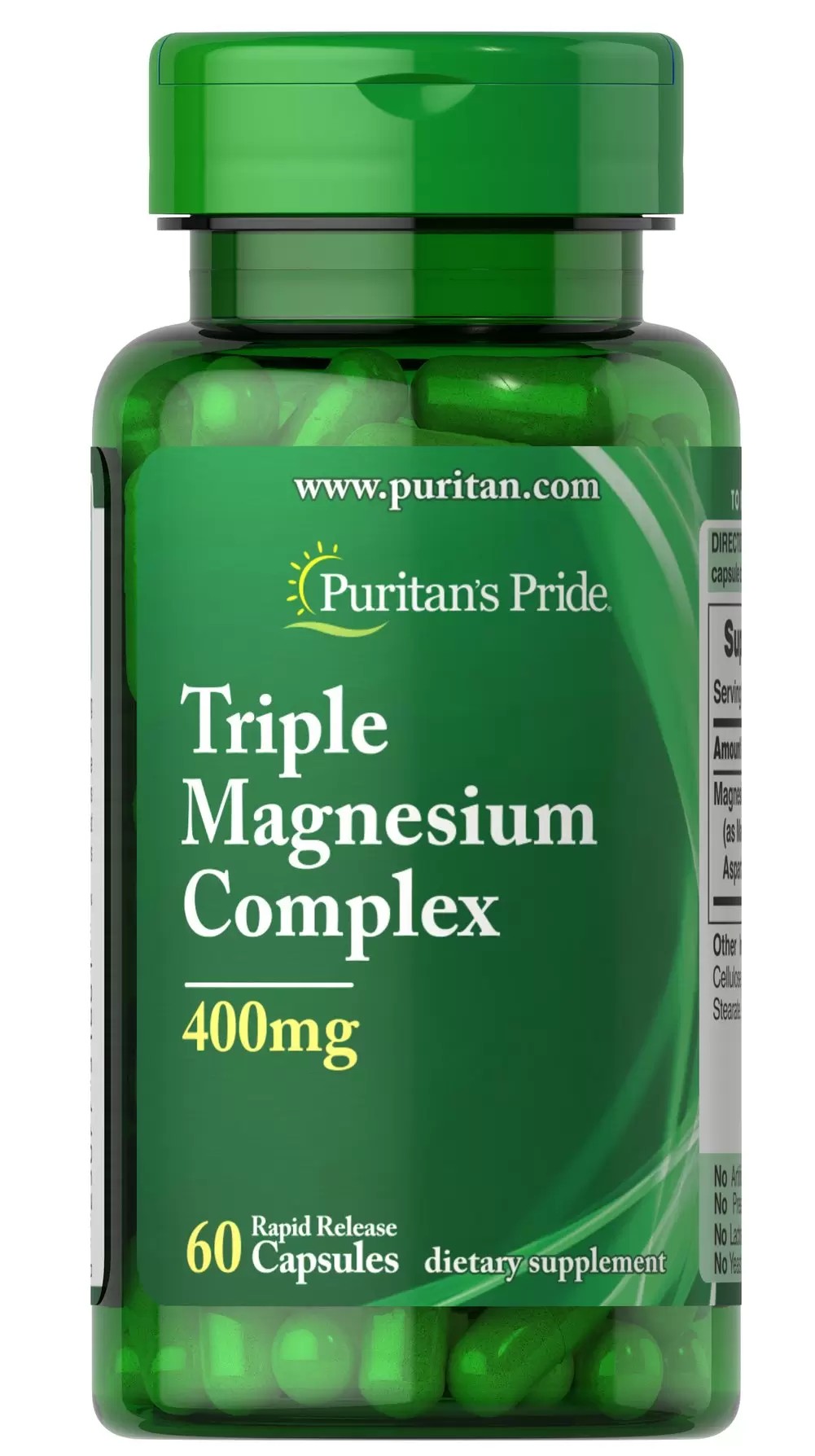 Triple Magnesio Complex. 400 Mg x 60 cápsulas rápida acción.  (Apto Vegano).