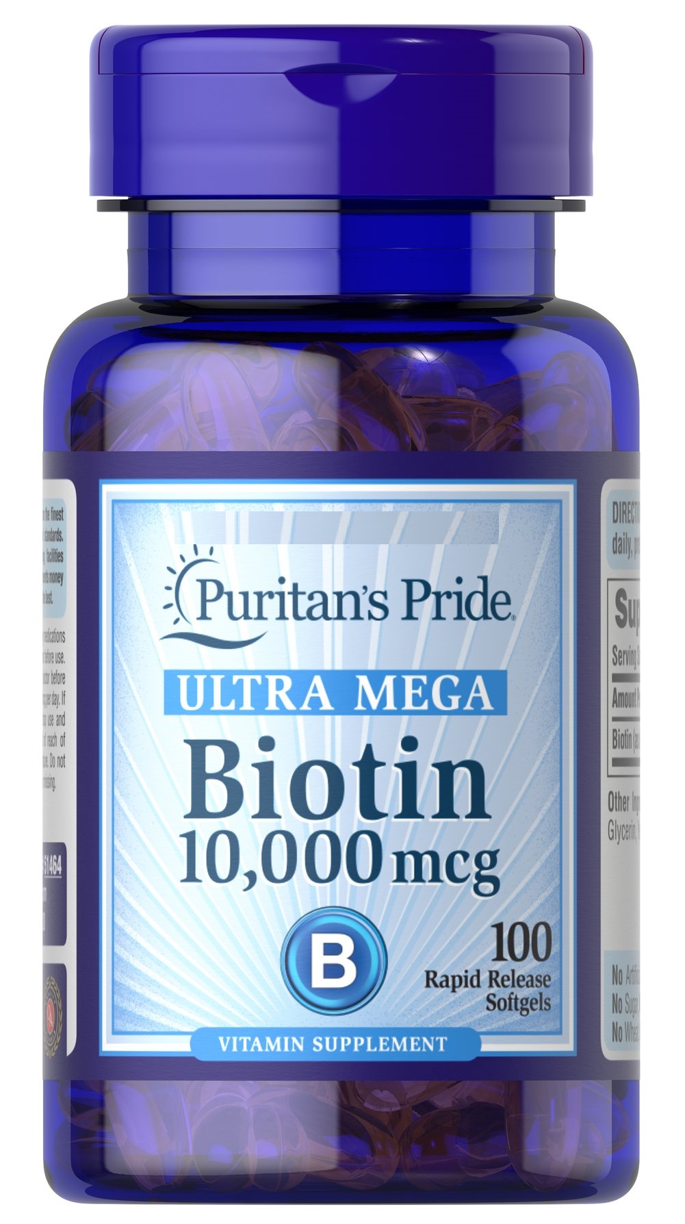 Biotin 10.000 mcg x 100 cápsulas blandas. (Pelo, piel y uñas).
