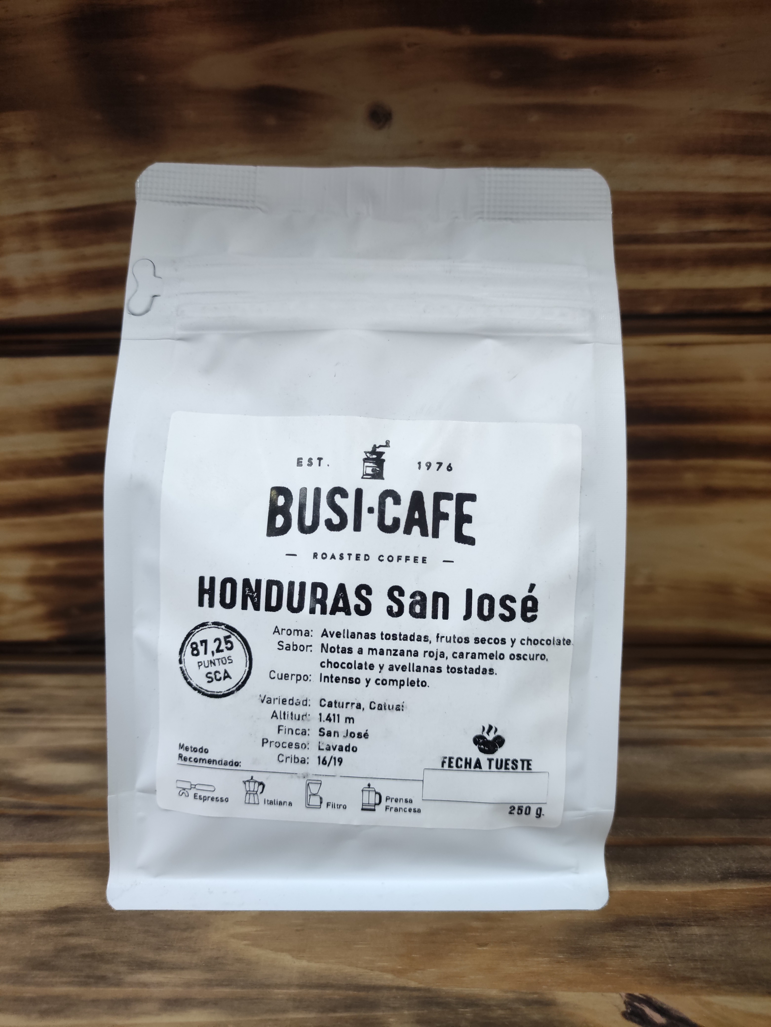 CAFE ORIGENES HONDURAS SAN JOSE  250Gr EN GRANO BUSI 