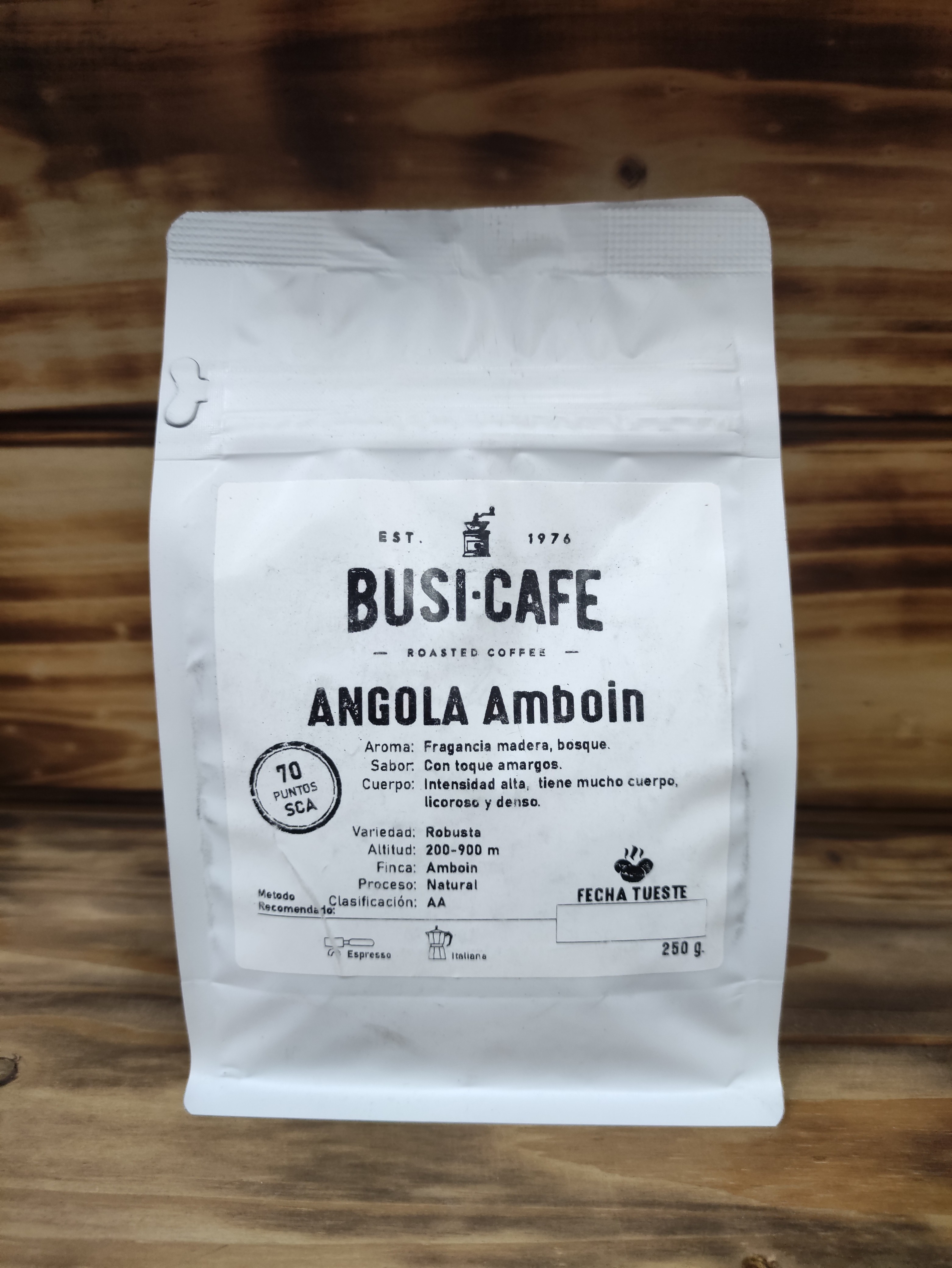 CAFE ORIGENES ANGOLA AMBOIN 250Gr EN GRANO BUSI 